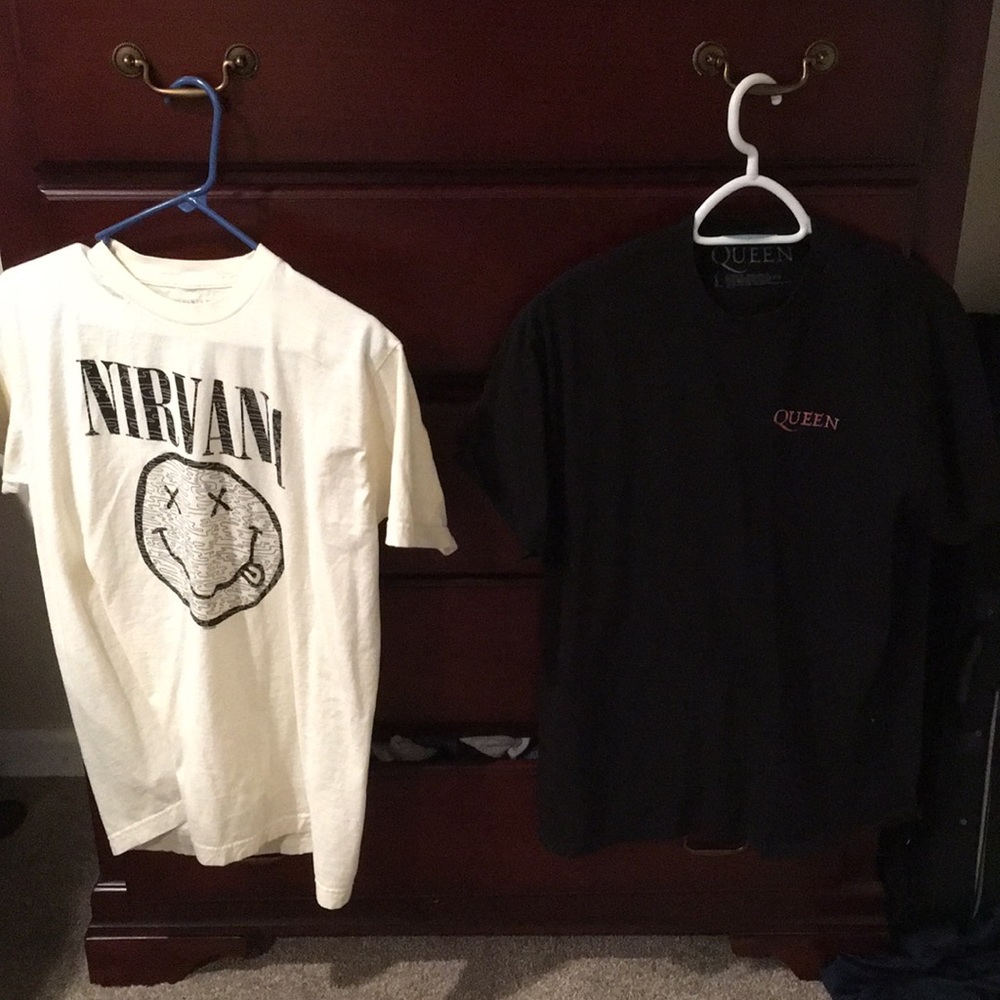 Nirvana and Queen Band T-Shirts